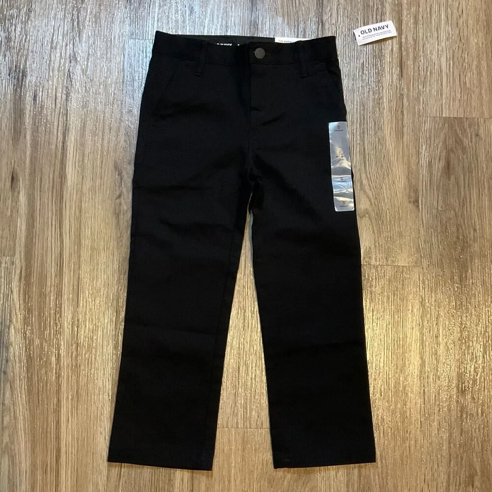Old Navy Boys Pants Size 5 Straight Chino‎ Built-in-Flex Black Reinforced Knees